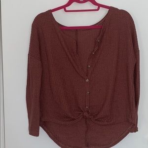 Mahogany button down/tie shirt